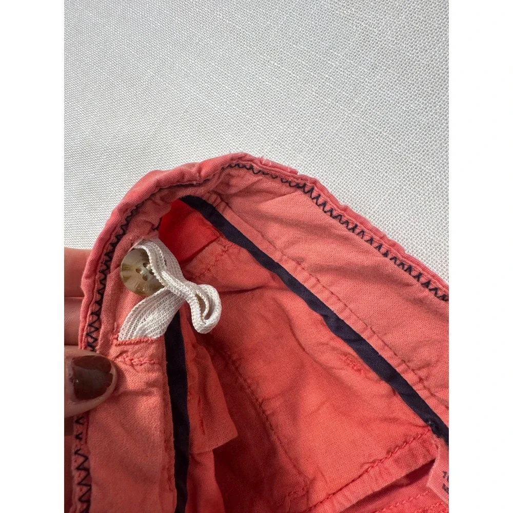 Johnnie-O Boys Coral Red Chino Shorts Size 4 West Coast Prep Cotton Adjustable‎